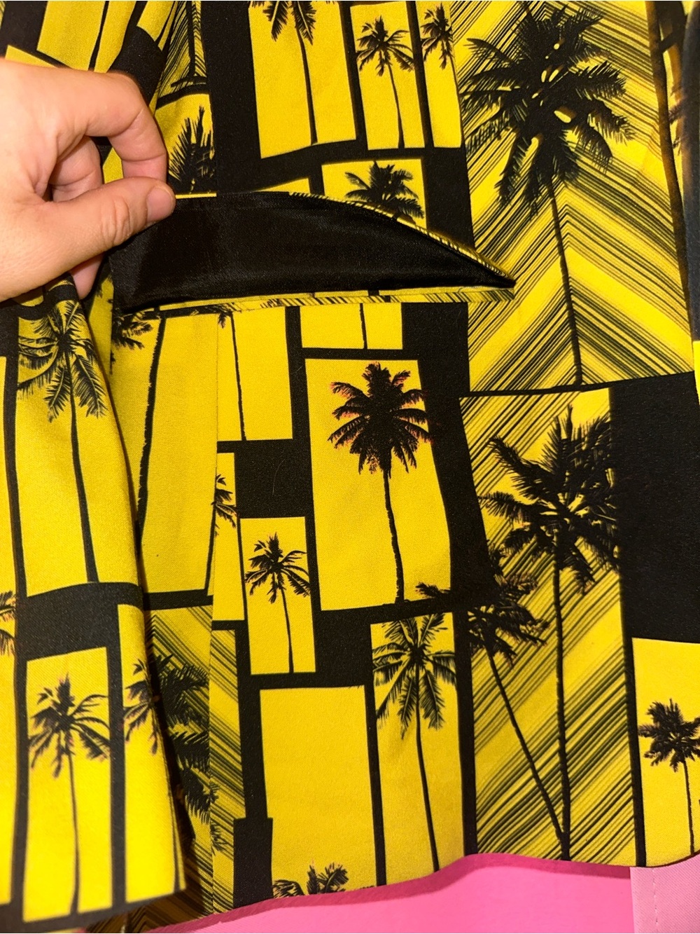 Versace Black and Yellow Palm-Print Blazer - Picture 10 of 16